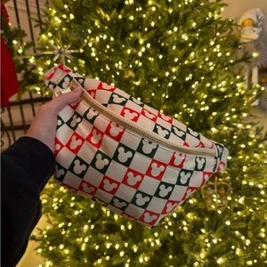 Mickey Mouse Checkered Crossbody/Fannie Bag - Red, Green,